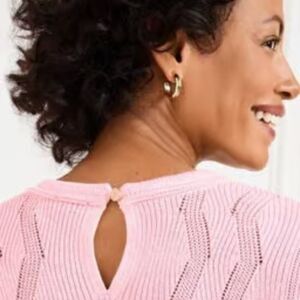 Talbots Spring pink elbow sleeve lightweight sweater top woman's size XL